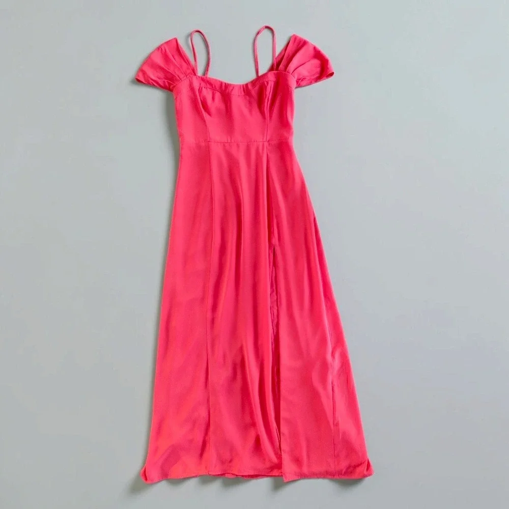 Abercrombie Camille Off Shoulder Corset Style Sweetheart Midi Dress Coral Sz S P